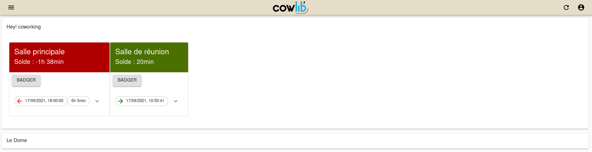 Tableau de bord de l&#39;utilisateur